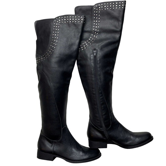 Matisse Shoes - Matisse Thunder Road Black Leather Over the Knee Boots Womens Size 6.5 Studded